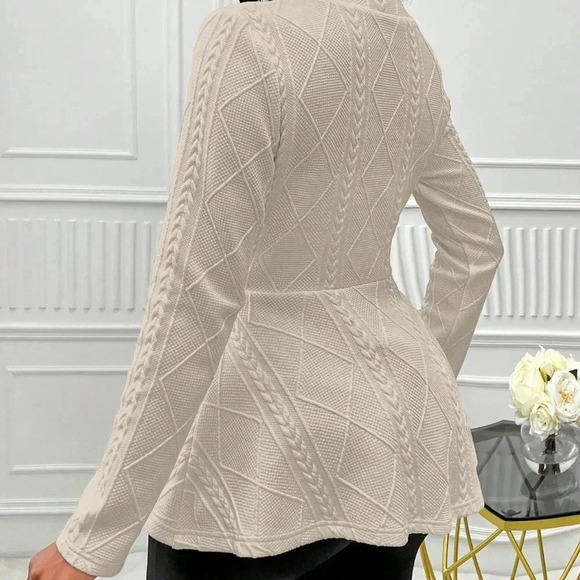 Solid Color Textured Single Button Jacket - Picture 5 of 8